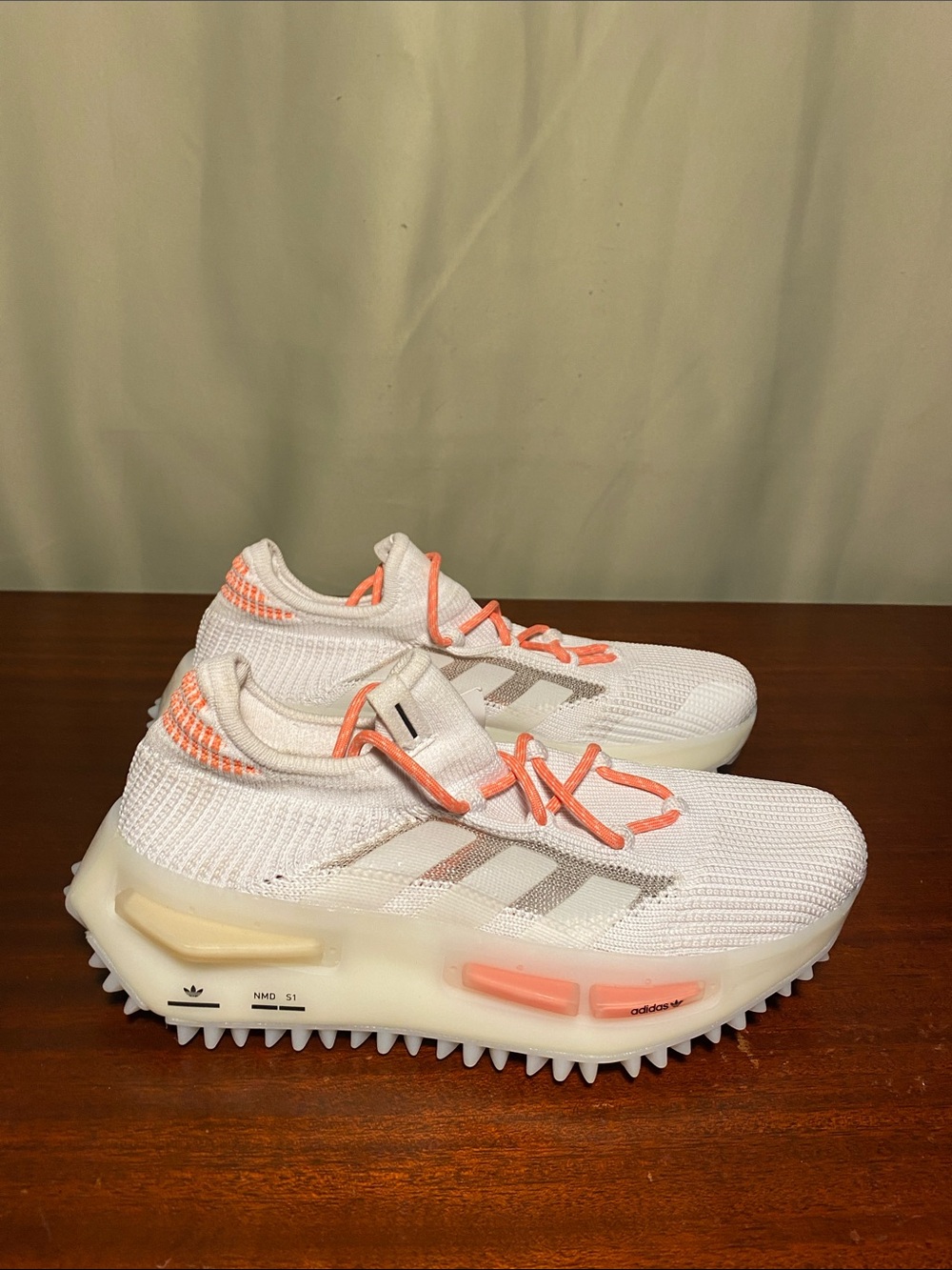 Adidas Originals NMD S1 W HQ4465 Cloud White/Coral Fusion/Tan Women’s 7 NWT